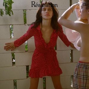 Realisation The Alexandra Dress in Red Star XS